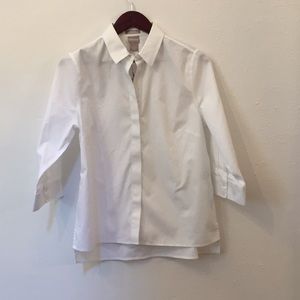 No Iron Stain Shield Step Hem 3/4 Sleeve Shirt